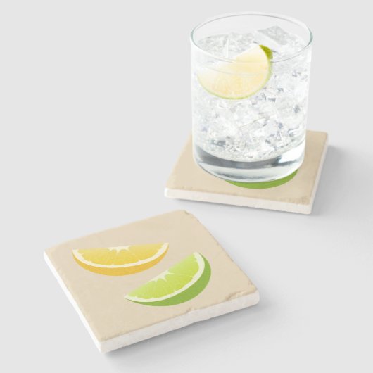 Dessous-de-verre En Pierre Lemon & Lime Citrus Stone Coaster (Côté)
