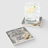 Dessous-de-verre En Pierre Léopard de neige (Côté)