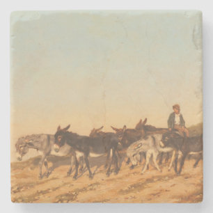 Dessous-de-verre En Pierre Les ânes dans le sud de la France (par Eugène Burn