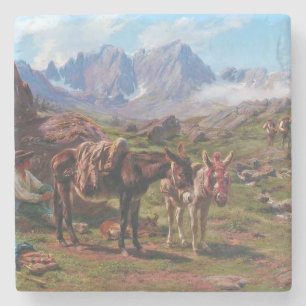 Dessous-de-verre En Pierre Les ânes dans les Pyrénées (Rosa Bonheur)