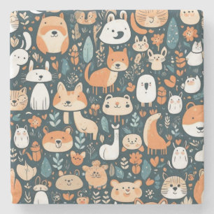 Dessous-de-verre En Pierre Les animaux adorables design vert décor