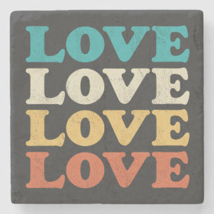 Dessous-de-verre En Pierre les années 70 Love Retro Distressed Type de répéti