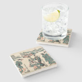 Dessous-de-verre En Pierre Les beautés de Fukagawa.Triptyque (Côté)