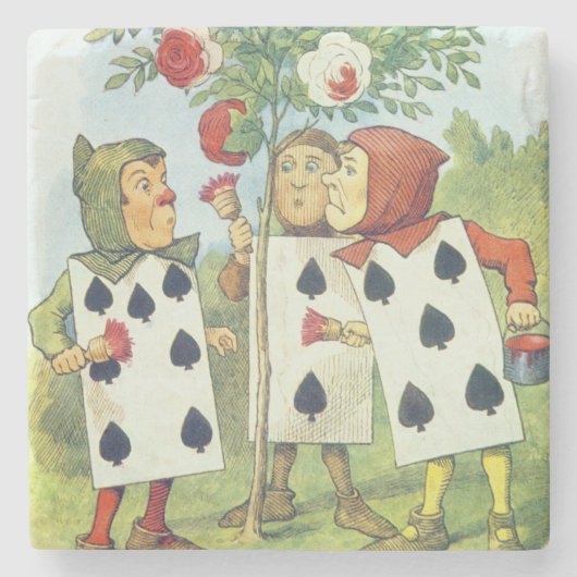 Dessous-de-verre En Pierre Les cartes de jeu peignant le rosier (Devant)