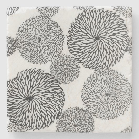 Dessous-de-verre En Pierre Les chrysanthèmes de l'école japonaise (Devant)