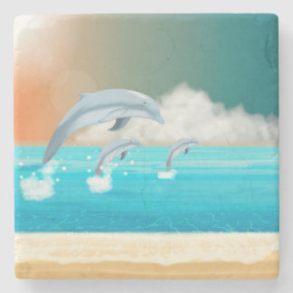 Dessous-de-verre En Pierre les dauphins qui brassent dans l'océan