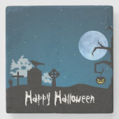 Dessous-de-verre En Pierre Les fantômes d'Halloween au cimetière (Devant)