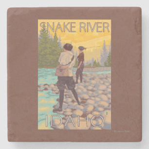 Dessous-de-verre En Pierre Les femmes pilotent la pêche - la rivière Snake,