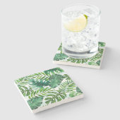 Dessous-de-verre En Pierre Les Feuilles verts de l'Aquarelle (Côté)