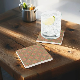 Dessous-de-verre En Pierre Les fibres de dispersion pluvieuse orangée texturé