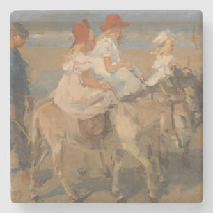 Dessous-de-verre En Pierre Les filles équitation ânes sur la plage