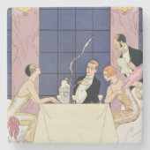 Dessous-de-verre En Pierre Les gourmands, 1920-30 (copie de pochoir) (Devant)