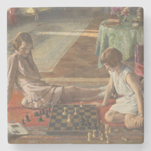 Dessous-de-verre En Pierre Les joueurs d'échecs (par John Lavery)