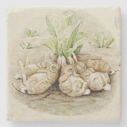 Dessous-de-verre En Pierre Les lapins de Flopsy endormis (par Beatrix Potter) (Devant)