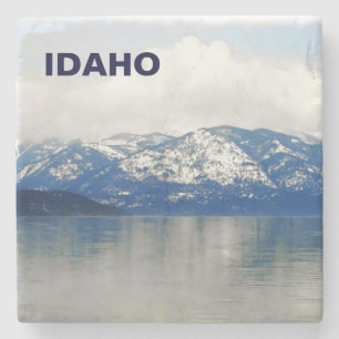 Dessous-de-verre En Pierre Les Montagnes Au Bord Du Lac