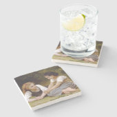 Dessous-de-verre En Pierre Les Noisettes : Les jeunes filles ramassent les no (Côté)