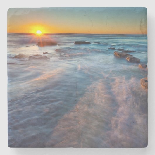 Dessous-de-verre En Pierre Les rayons du soleil illuminent l'océan Pacifique (Devant)