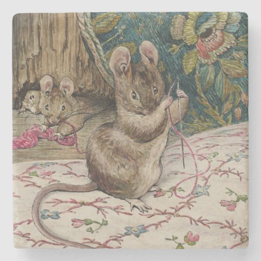 Dessous-de-verre En Pierre Les souris au travail Threading l'aiguille (Beatri (Devant)