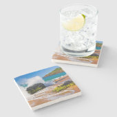 Dessous-de-verre En Pierre Les vagues s'écrasent sur la plage d'Hawaï (Côté)