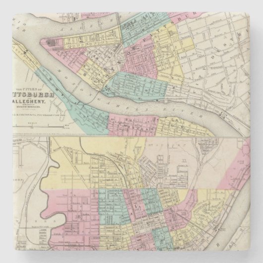 Dessous-de-verre En Pierre Les villes de Pittsburgh Allegheny Cincinnati (Devant)