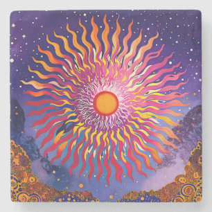 Dessous-de-verre En Pierre "Les Whispers solaires dans le ciel" Le soleil
