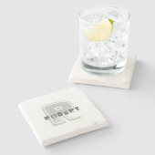 Dessous-de-verre En Pierre LETTRE DESIGN modèle Élégant Monogramme (Côté)