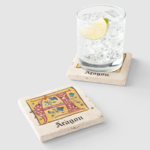 Dessous-de-verre En Pierre Lettre Florale médiévale illuminée A Monogramme