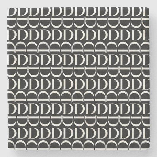 Dessous-de-verre En Pierre Lettre initiale D monogramme (Devant)