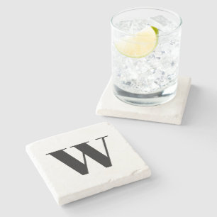 Dessous-de-verre En Pierre Lettre initiale monogramme moderne noir personnali