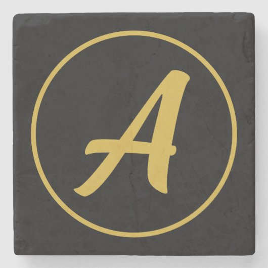 Dessous-de-verre En Pierre LETTRE INITIALE MONOGRAPHIQUE ÉLÉGante OR COULEUR (Devant)