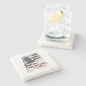 Dessous-de-verre En Pierre Lettre M Monogram Initial Patriotique USA Drapeau (Côté)