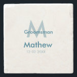 Dessous-de-verre En Pierre Lettre masculine de nom de garçon d'honneur bleu m<br><div class="desc">conception</div>