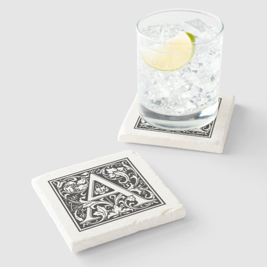 Dessous-de-verre En Pierre Lettre Monogramme personnalisée Un Mariage Anniver (Côté)