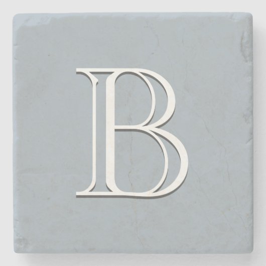 DESSOUS-DE-VERRE EN PIERRE LETTRE MONOMOGRAPHIQUE MODÈLE CHIC INITIAL BLANC (Devant)