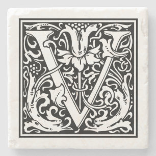 Dessous-de-verre En Pierre Lettre vintage "V"