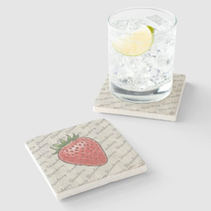 Dessous-de-verre En Pierre Lettres de script élégantes en fraise grise modern