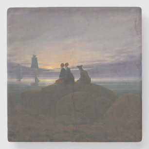 Dessous-de-verre En Pierre Lever de lune sur la mer (par Caspar David Friedri