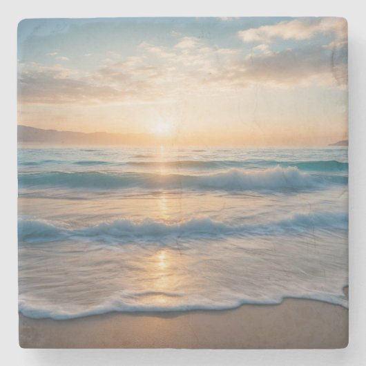 Dessous-de-verre En Pierre Lever du soleil sur la plage (Devant)