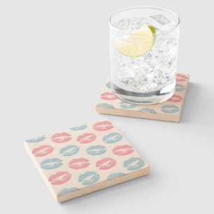 Dessous-de-verre En Pierre Lèvres bleues et roses Motif, Baguette à lèvres, B
