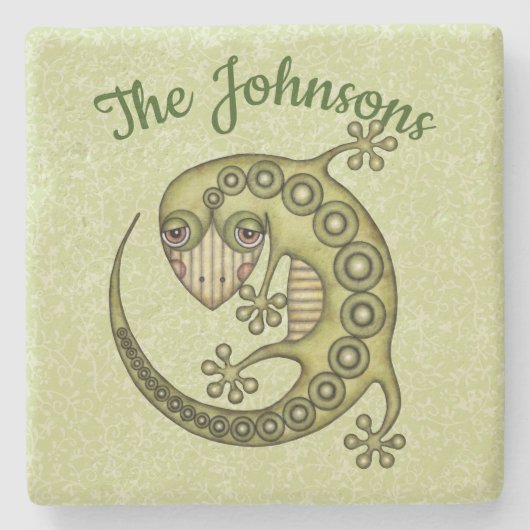 Dessous-de-verre En Pierre Lézard vert (Devant)