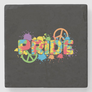 Dessous-de-verre En Pierre LGBTQ - Fierté - Arc-en-ciel Couleurs Peinture Spl