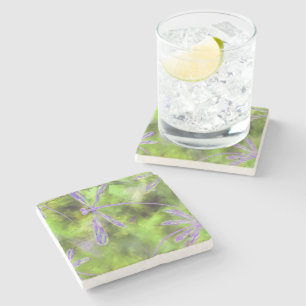 Dessous-de-verre En Pierre libellules violettes sur la chaux