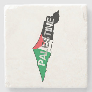 Dessous-de-verre En Pierre Libérez la Palestine Drapeau sur la carte Palestin
