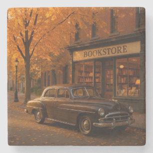 Dessous-de-verre En Pierre Librairie Automne/Automne vintage et voiture