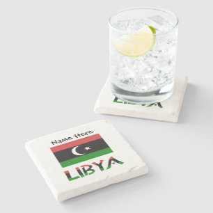 Dessous-de-verre En Pierre Libye Drapeau Libyen Noir Personnalisation
