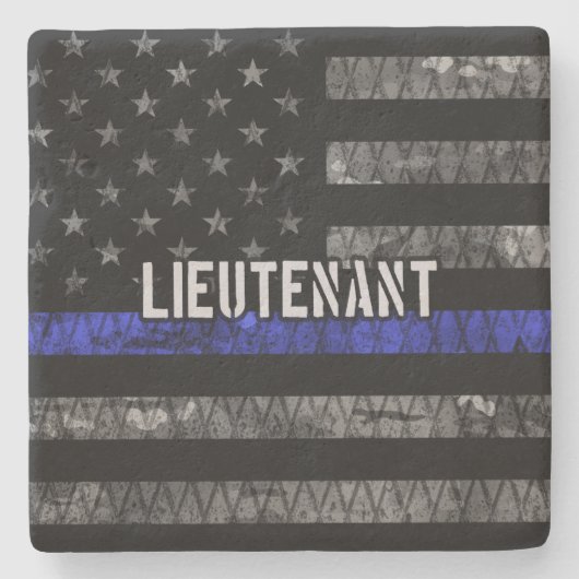 Dessous-de-verre En Pierre Lieutenant Thin Blue Line Drapeau désorganisé (Devant)
