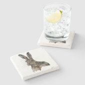 Dessous-de-verre En Pierre Lièvres en pierre de marbre de dessous de verre (Côté)