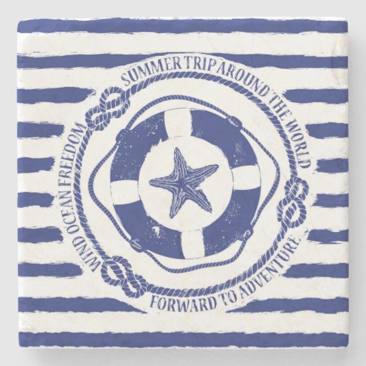 Dessous-de-verre En Pierre Lifebuoy et étoiles de mer (Devant)