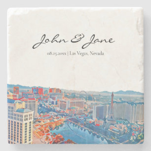 Dessous-de-verre En Pierre Ligne Skyline personnalisée Las Vegas