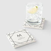 Dessous-de-verre En Pierre Lignes géométriques noires modernes avec le (Côté)